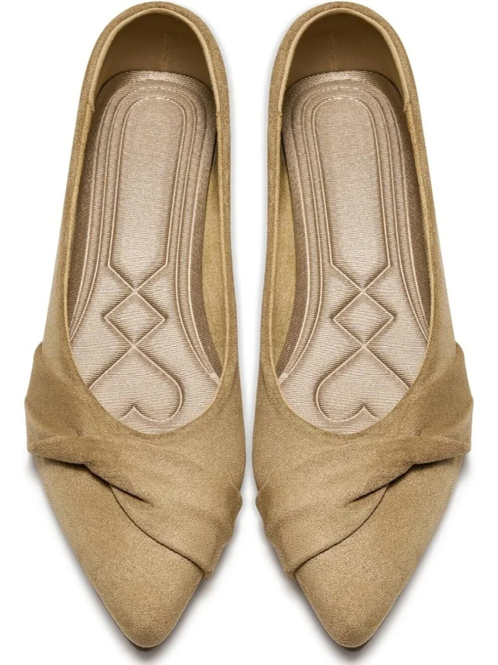 Women's Wheat Suede Comfortable Lightweight Casual Slip On Pointed Toe Bow Flats